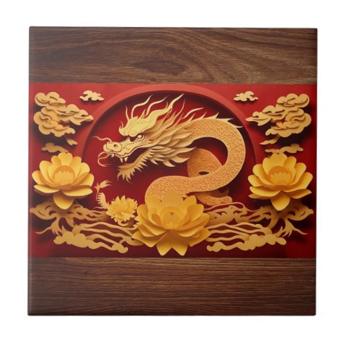 Chinese and Vietnamese Wood Dragon Year 2024 CerT Ceramic Tile