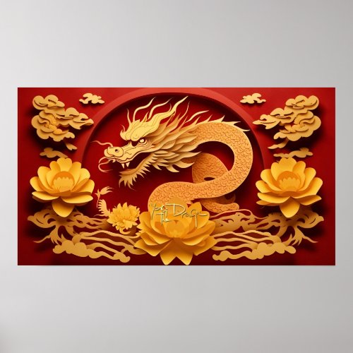 Chinese and Vietnamese Wood Dragon Year 2024 recP Poster