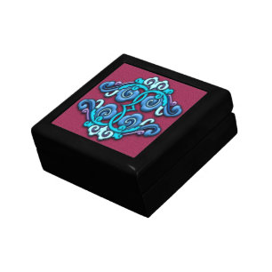 Chinese arabesque ornament blue gift box