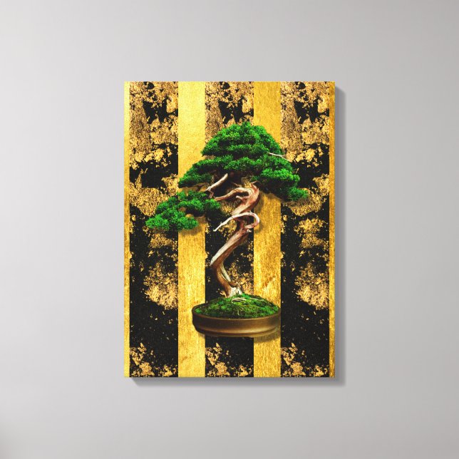 Chinese Asian Bonsai Tree Stretched Canvas Print (Front)
