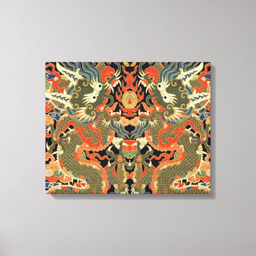 Chinese Asian Dragon Colorful Art Canvas Print