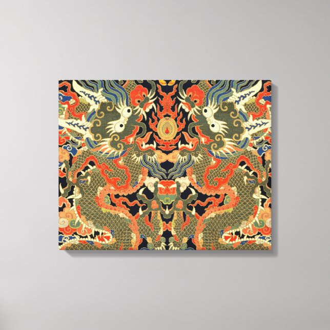 Chinese Asian Dragon Colorful Art Canvas Print (Front)