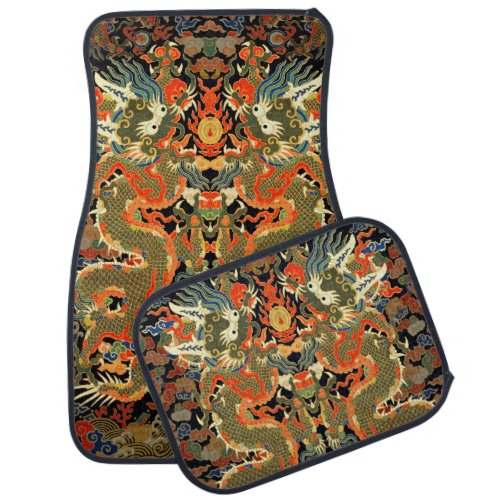 Chinese Asian Dragon Colorful Art Car Floor Mat