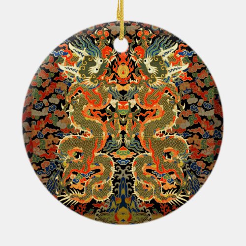 Chinese Asian Dragon Colorful Art Ceramic Ornament