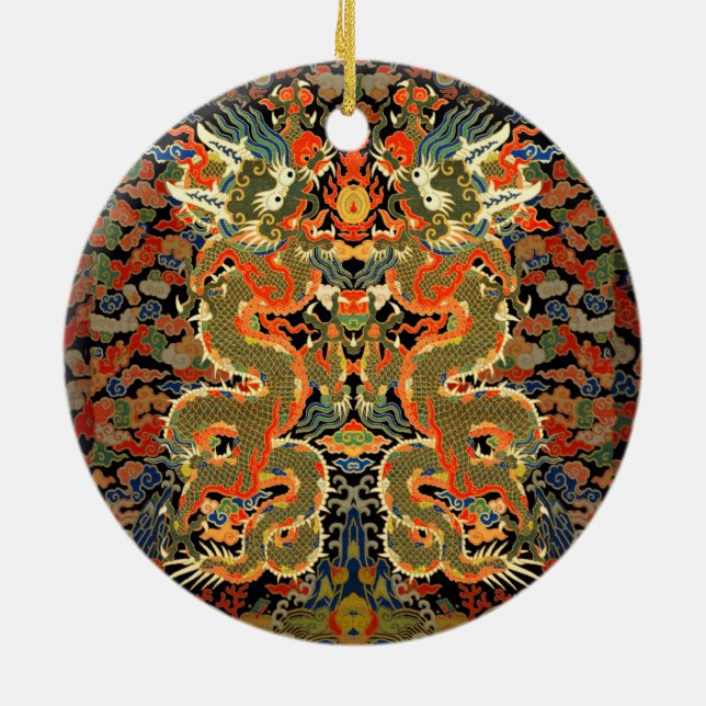 Chinese Asian Dragon Colorful Art Ceramic Ornament (Back)