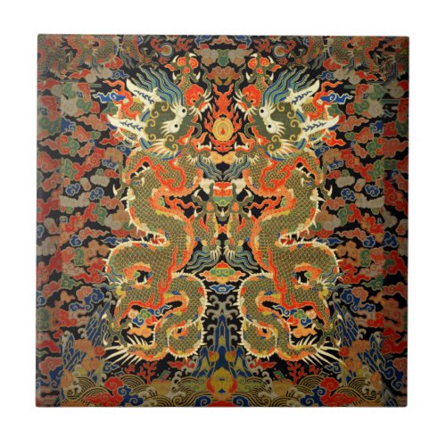 Chinese Asian Dragon Colorful Art Ceramic Tile