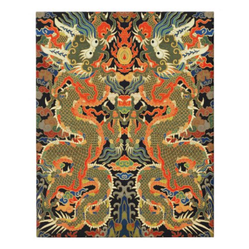 Chinese Asian Dragon Colorful Art Faux Canvas Print