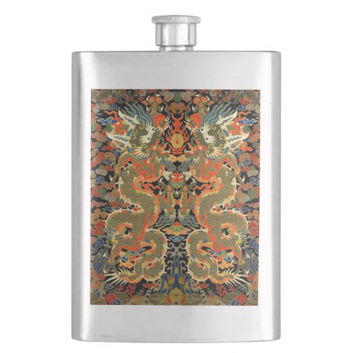 Chinese Asian Dragon Colorful Art Flask