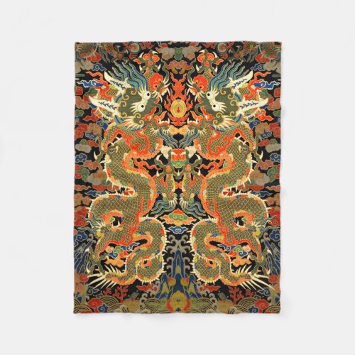 Chinese Asian Dragon Colorful Art Fleece Blanket