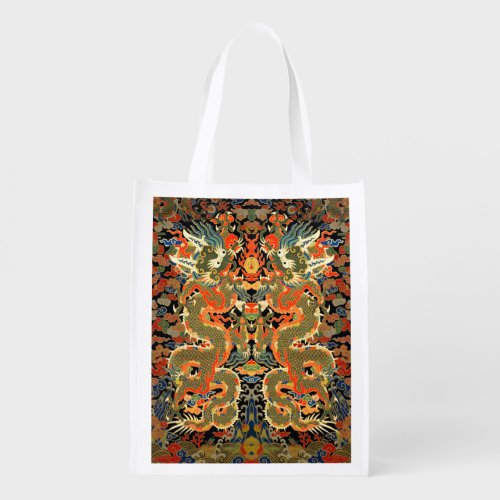Chinese Asian Dragon Colorful Art Grocery Bag