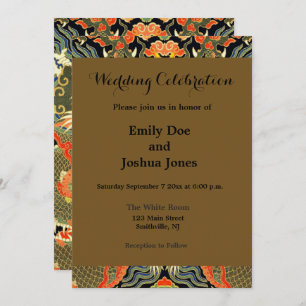 Chinese Asian Dragon Colorful Art Invitation