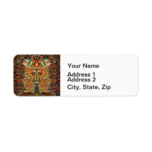 Chinese Asian Dragon Colorful Art Label