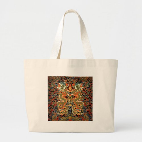 Chinese Asian Dragon Colorful Art Large Tote Bag