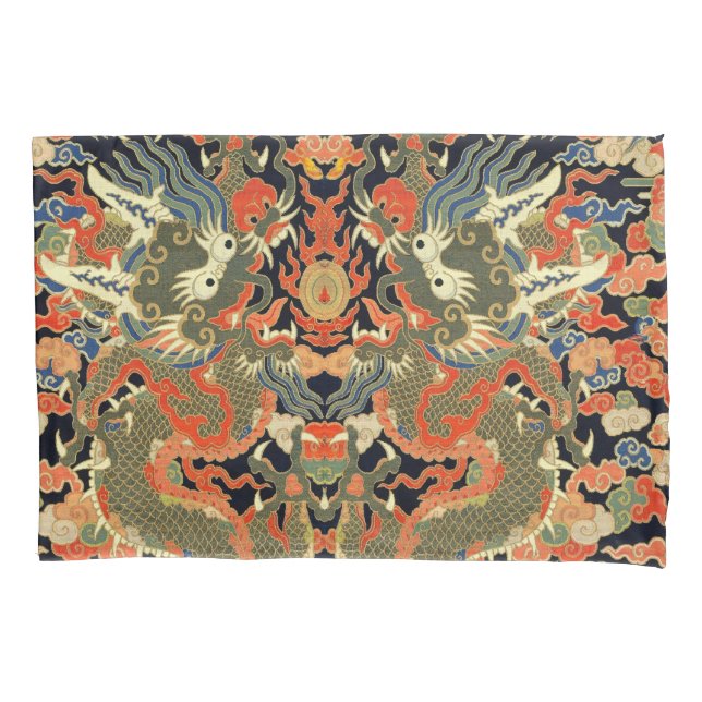 Chinese Asian Dragon Colorful Art Pillow Case (Front)