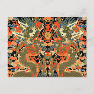 Chinese Asian Dragon Colorful Art Postcard