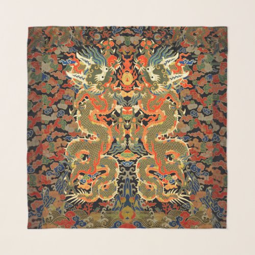 Chinese Asian Dragon Colorful Art Scarf