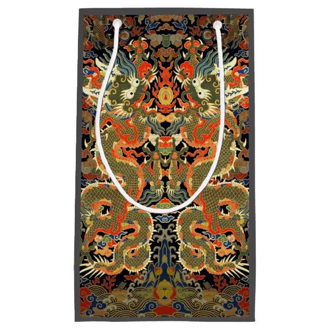 Chinese Asian Dragon Colorful Art Small Gift Bag (Front)