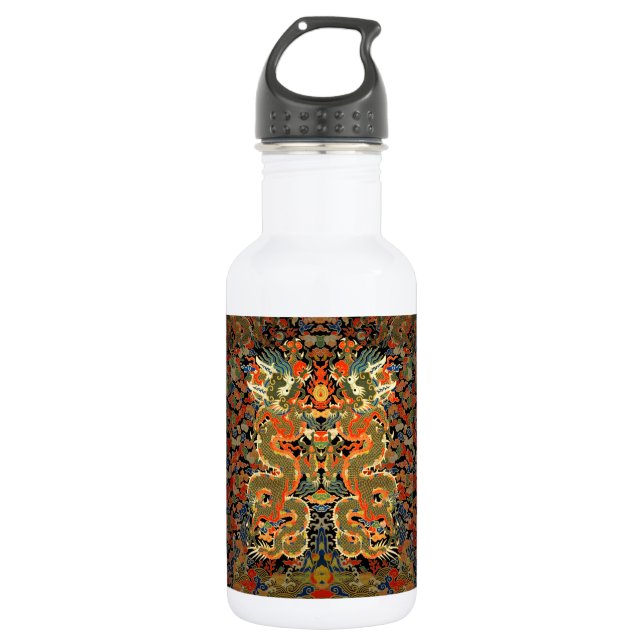 Chinese Asian Dragon Colorful Art Stainless Steel Water Bottle (Front)