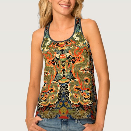 Chinese Asian Dragon Colorful Art Tank Top