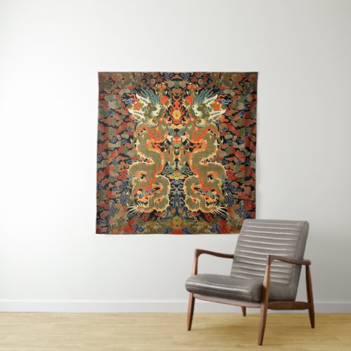 Chinese Asian Dragon Colorful Art Tapestry
