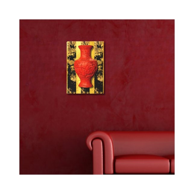 Chinese Asian Red Vase Stretched Canvas Print (Creator Uploaded)
