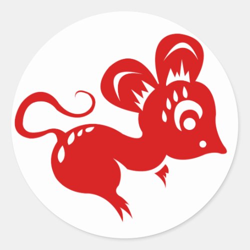 Chinese Astrology Rat Illustration Classic Round Sticker
