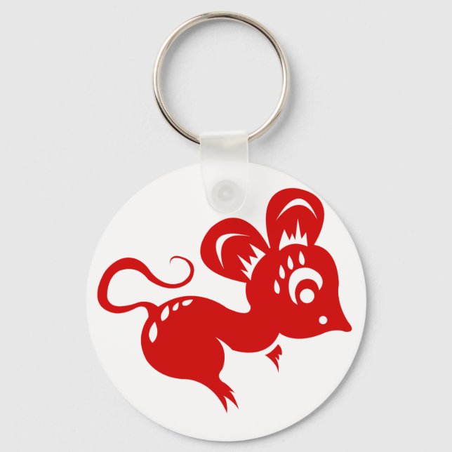 Chinese Astrology Rat Illustration Keychain (Front)