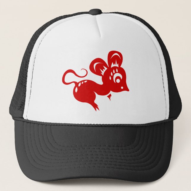 Chinese Astrology Rat Illustration Trucker Hat (Front)