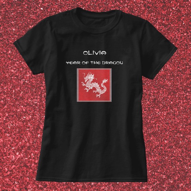 Chinese Astrology Red & White Year of the Dragon  T-Shirt (Creator Uploaded)