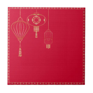 Chinese background red ceramic tile
