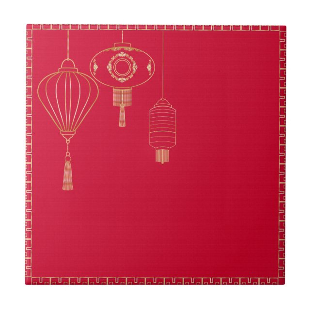 Chinese background red ceramic tile (Front)