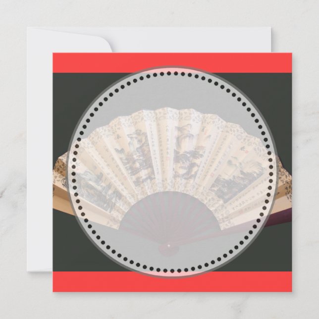 Chinese bamboo and silk fan blank invitations. invitation (Front)