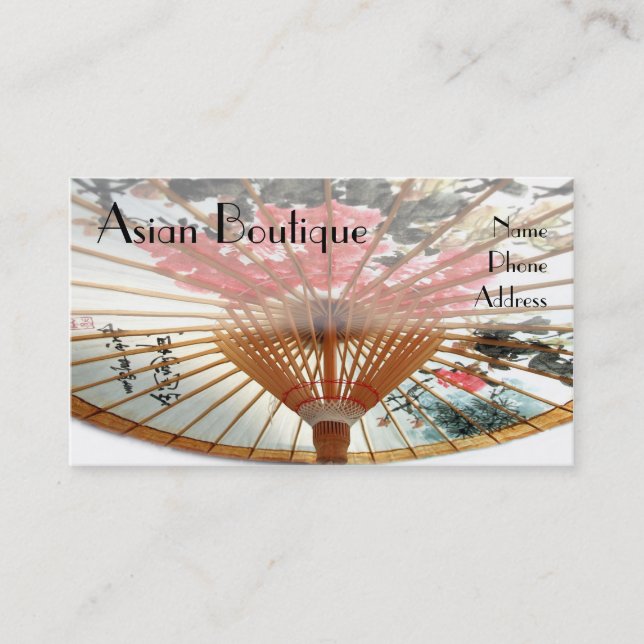 Chinese Bamboo Umbrella -- Asian Goods Business Card (Front)