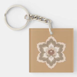 Chinese Baoxiang Flower in Autumn Bronze Keychain