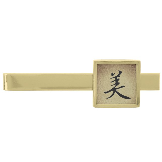 Chinese BEAUTY Symbol Asian Tie Bar Mens Jewelry (Front)
