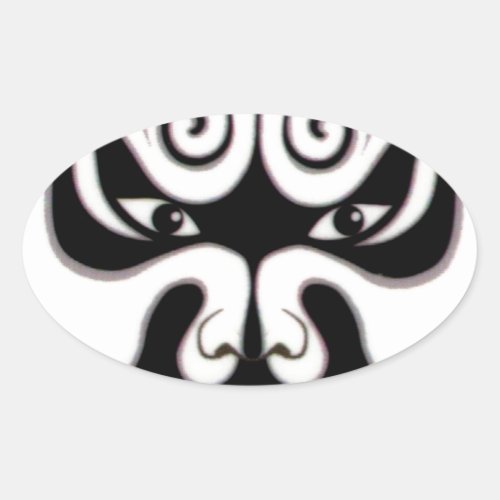 Chinese Beijing Opera China Japan Japanese Mask Oval Sticker