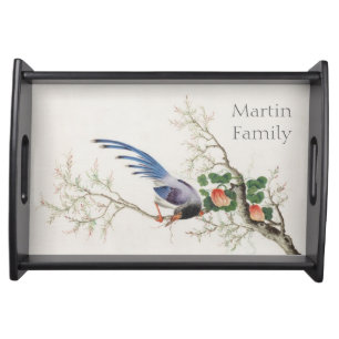 Chinese Bird Painting Serving Tray