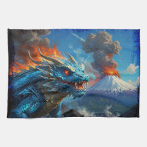 Chinese Blue Dragon and Volcano