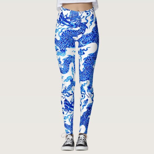 Chinese Blue Dragon Yoga Pants Running