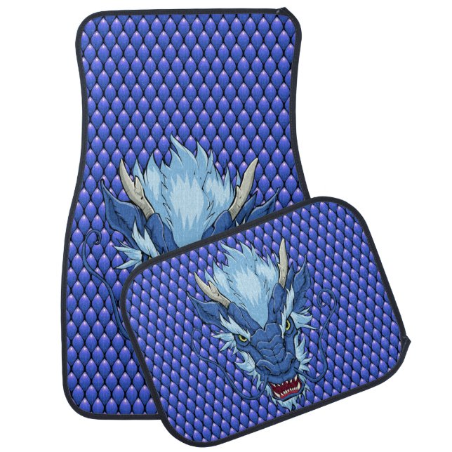 Chinese Blue Water Dragon  Car Floor Mat (Set)