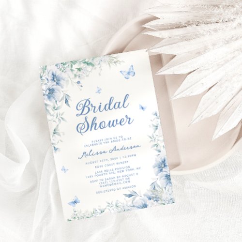 Chinese Blue  White Elegant Bridal Shower Invitation