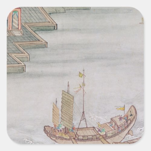 Chinese Boat Square Sticker