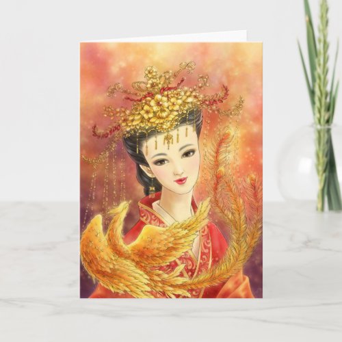 Chinese Bride with Phoenix Fantasy Greeting Card