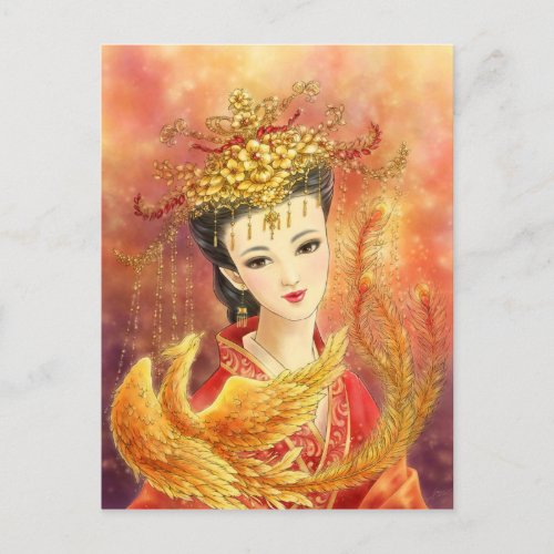 Chinese Bride with Phoenix Fantasy Postcard