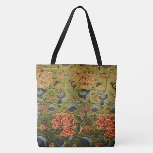 Chinese Brocade Green Tote Bag