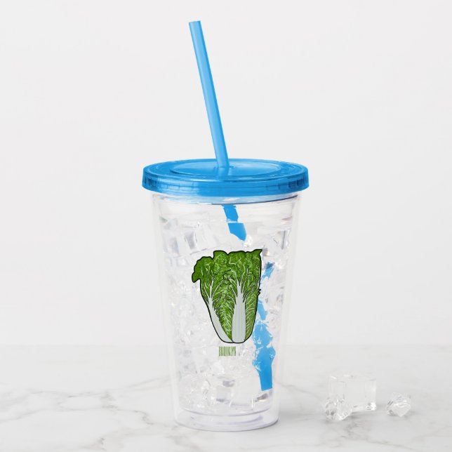 Chinese cabbage cartoon illustration  acrylic tumbler (Front Ice)