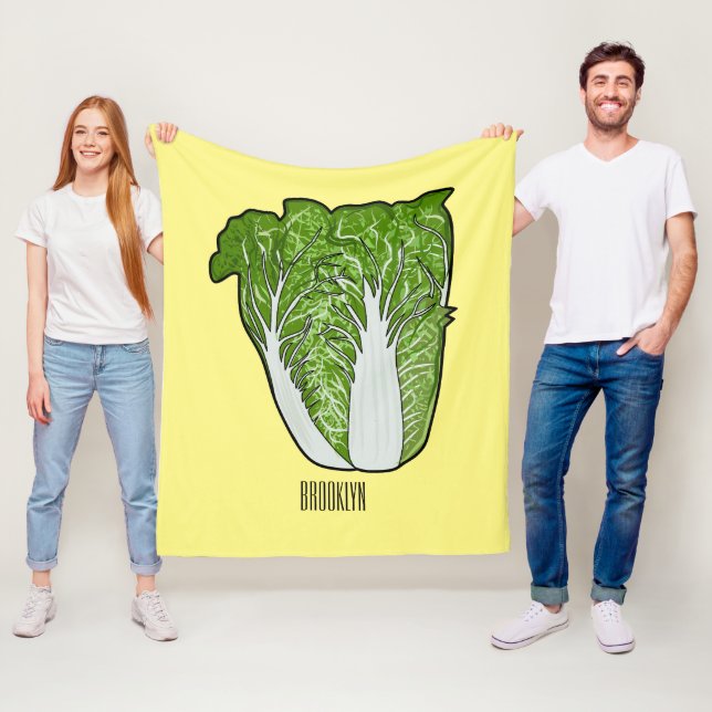 Chinese cabbage cartoon illustration  fleece blanket (In Situ)