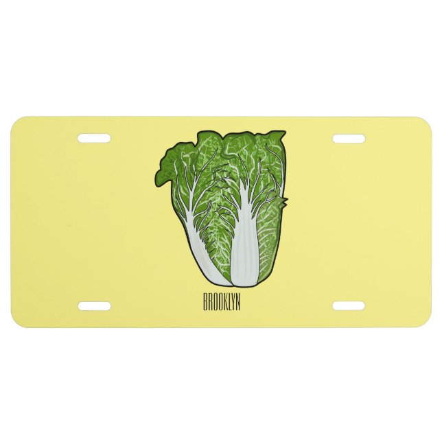 Chinese cabbage cartoon illustration  license plate (Front)