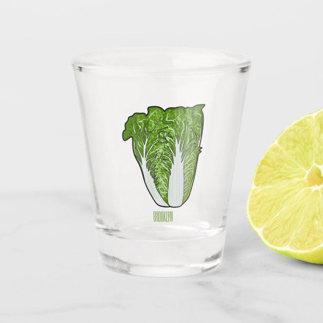 Chinese cabbage cartoon illustration  shot glass (Front)