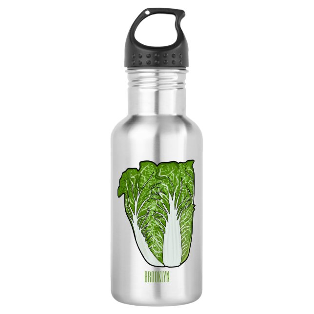 Chinese cabbage cartoon illustration  stainless steel water bottle (Front)